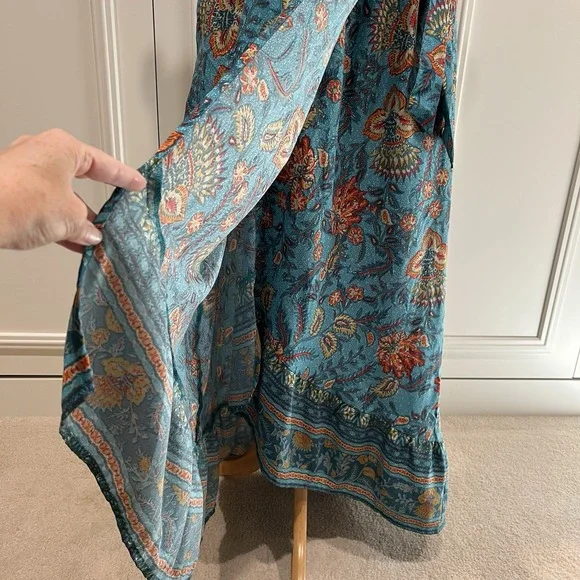 Band Of The Free Faux Wrap Maxi Dress Floral Boho‎ Peasant Romantic Cottagecore - Picture 4 of 12